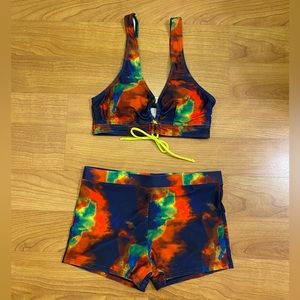 Rainbow Tie Dye Bra Top & Shorts Set
